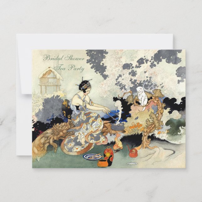 Convite Chá de panela japonês do tea party do jardim do (Frente)