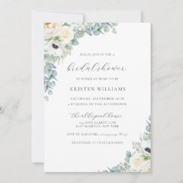 Convite Chá de panela Kristen Boho White Floral & Greenery