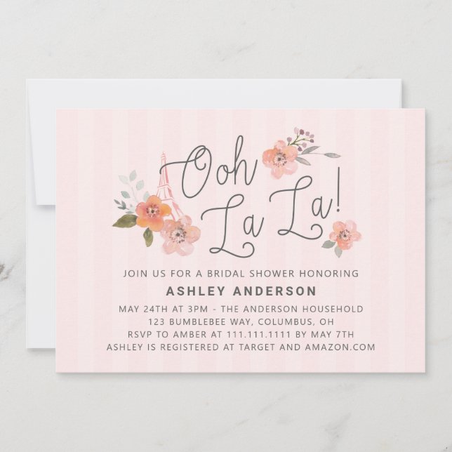 Convite Chá de panela La La French (Frente)