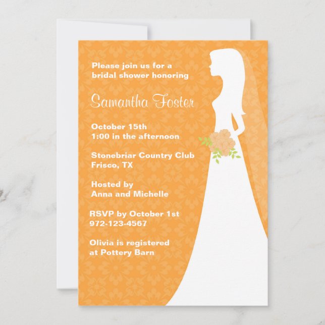 Convite Chá de panela Laranja Chic (Frente)