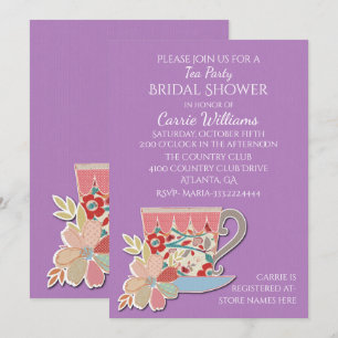 Convite Chá de panela Lavanda da Taça de chá