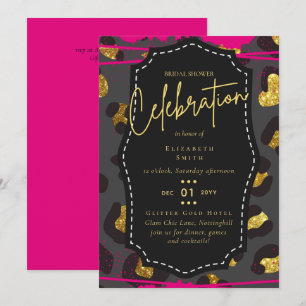 Convite Chá de panela Leah G - Glam Chic Blk Dourado
