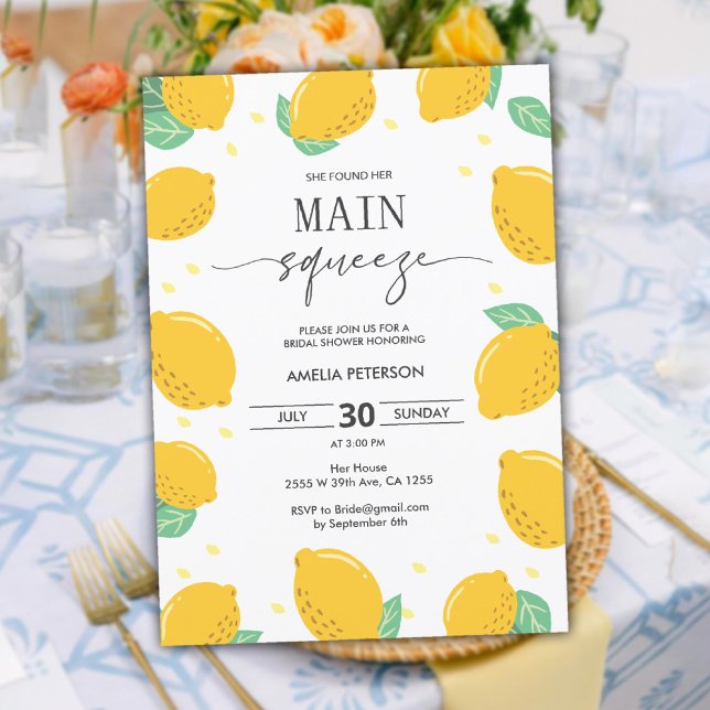 Convite Chá de panela Lemon Love Maior Citrus (Lemon Love Bridal Shower Main Squeeze Citrus Invitation)