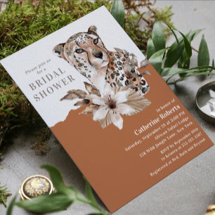 Convite Chá de panela-Leopardo Floral Com Largura De Águ
