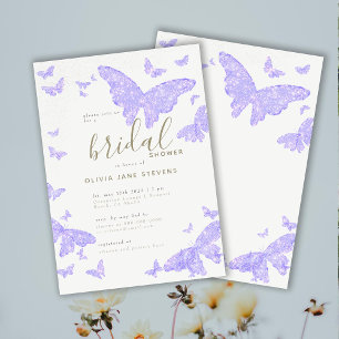 Convite Chá de panela Lilac Dourado Elegante Boho