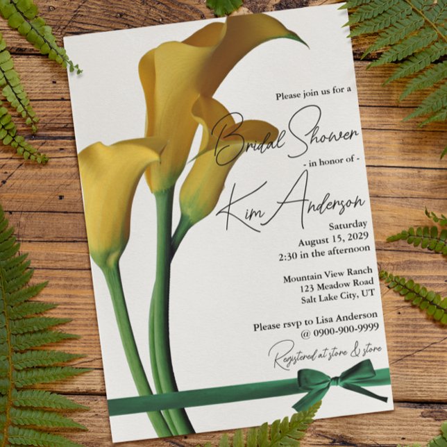 Convite Chá de panela Lily Amarelo Elegante (Criador carregado)
