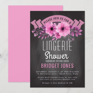 Convite Chá de panela Lingerie Chalkboard Pink
