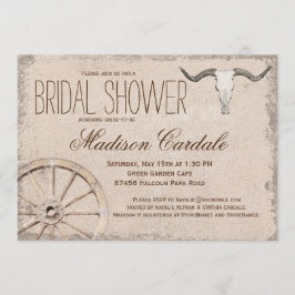 Convite Chá de panela Longhorn Rustic Wagon Wheel