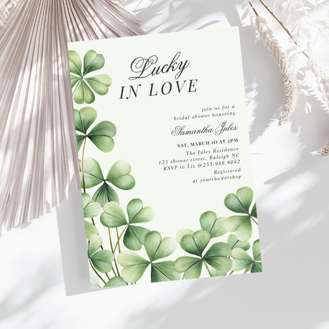 Convite Chá de Panela Lucky in Love Trevo Verde (Criador carregado)