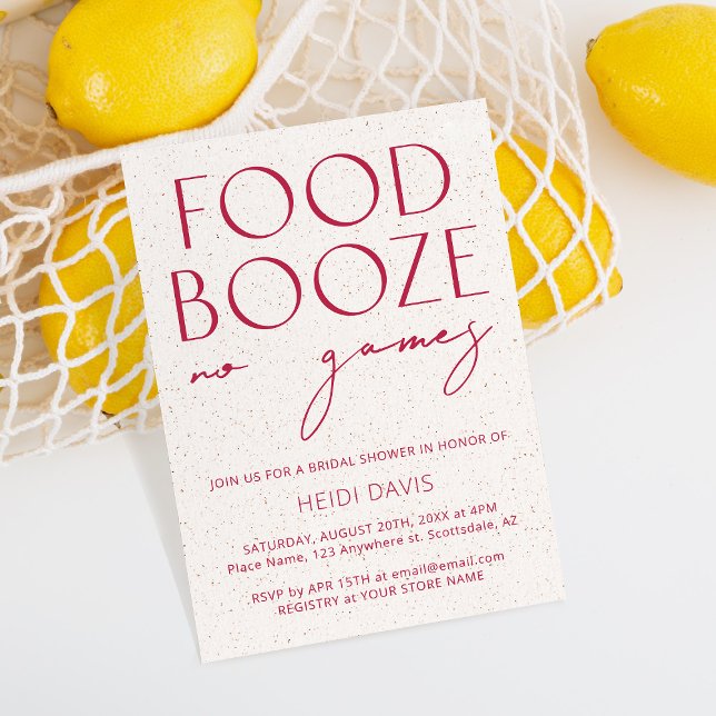 Convite Chá de panela Magenta Mínimo Moderno Sem Jogos (Criador carregado)