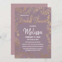 Convite Chá de panela malva do Lilac do brilho floral