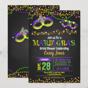 Convite Chá de panela Mardi Gras