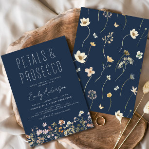 Convite Chá de panela marinho azul Petals & Prosecco