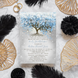 Convite Chá de panela Mason Jar Blue Heart Leaf Tree