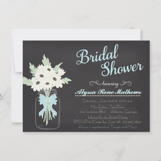 Convite Chá de panela Mason Jar Chalkboard (Frente)