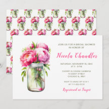 Chá de panela Mason Jar de Peonies Rosa