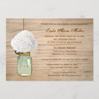 Convite Chá de panela Mason Jar Hydrangea