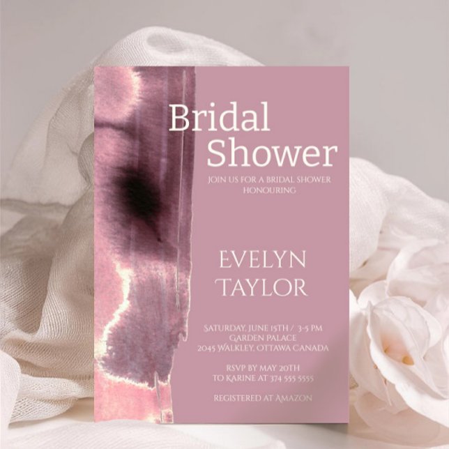 Convite Chá de panela Mauve Dusty Mínimo Moderno (Criador carregado)