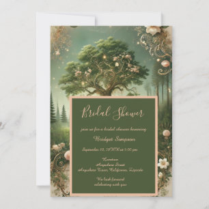 Convite chá de panela medieval da Floresta Encantada Verde