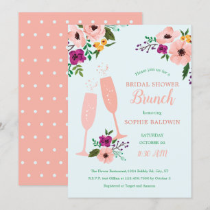 Convite Chá de panela Mimosa e Flores Brunch e Bubble