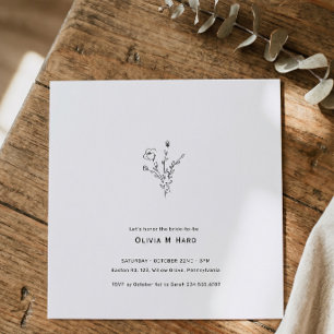 Convite Chá de panela Minimalista Rustic Floral Square