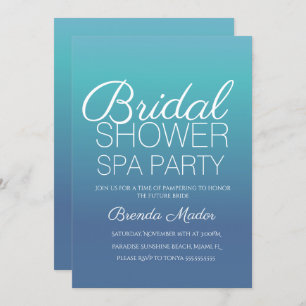 Convite Chá de panela Mínimo de Festa Spa de Ombre Azul Si