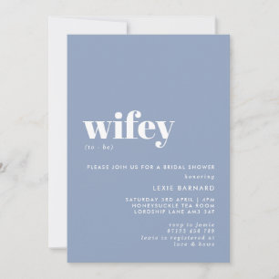 Convite Chá de panela Mínimo de Sage Dusty Blue Wifey