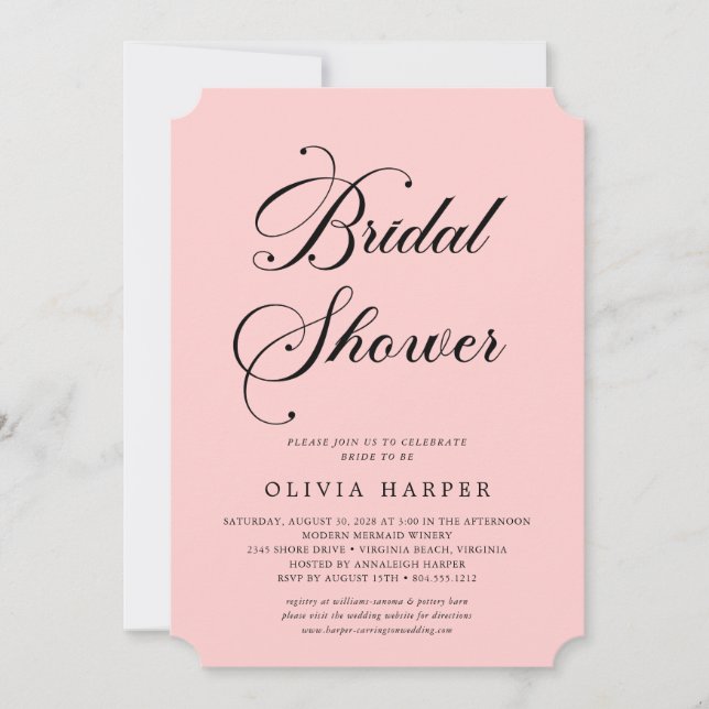 Convite Chá de panela mínimo de script preto clássico (Frente)