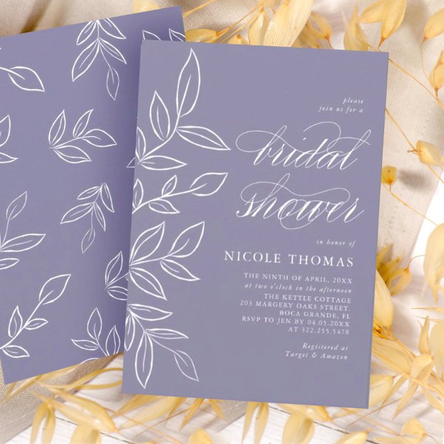 Convite Chá de panela Mínimo Elegante Elegante Violeta Sua (Criador carregado)