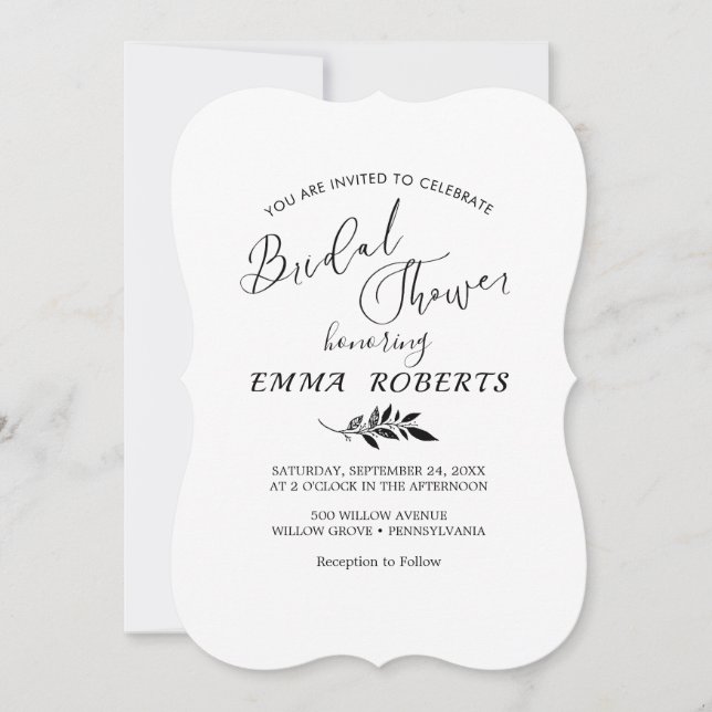 Convite Chá de panela Mínimo Leaf Terracotta (Frente)