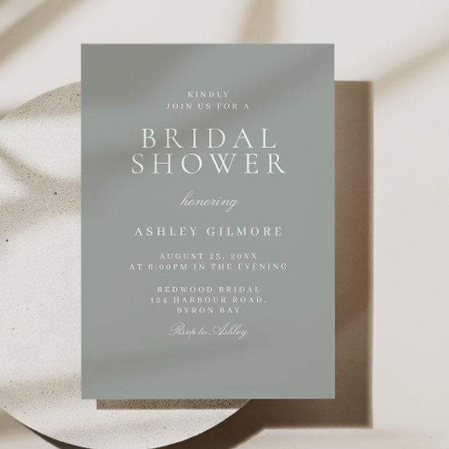 Convite Chá de panela Mínimo Moderno Clássico Verde Sage (Criador carregado)