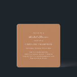 Convite Chá de panela Mínimo Moderno Terracotta<br><div class="desc">Convite à Praça Chá de panela Minimalista Moderna em Boho Terracotta Brown</div>