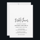 Convite Chá de panela Mínimo Preto e Branco Moderno<br><div class="desc">Chá de panela moderno apresentando um simples design com o título do evento em uma tipografia de script elegante e seus detalhes de evento em uma fonte de sans serif minimalista. Todos os elementos design estão em preto e branco. Este convite chic funciona bem com qualquer estilo de chá de...</div>