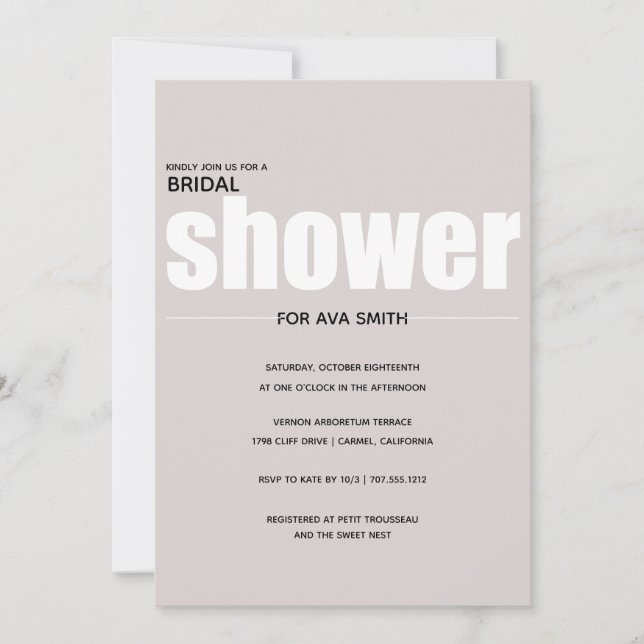 Convite Chá de panela Mínimo Rosa Simples (Frente)