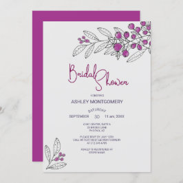 Convite Chá de panela Mínimo Roxo Deixa Berries