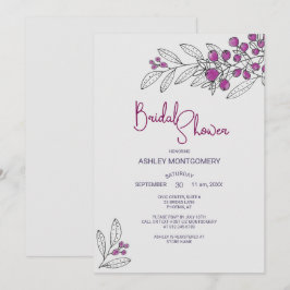 Convite Chá de panela Mínimo Roxo Deixa Berries