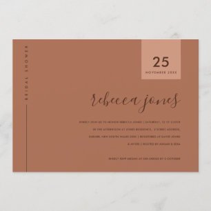 CONVITE CHÁ DE PANELA MÍNIMO RUST TERRACOTTA TYPOGRAPHY