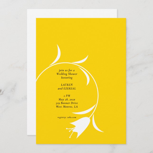 CONVITE CHÁ DE PANELA MOD YELLOW TULIP (Frente/Verso)