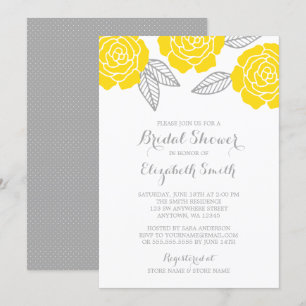 Convite Chá de panela moderno amarelo e das cinzas do ros