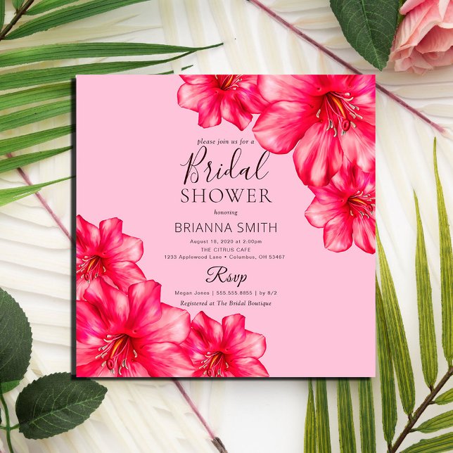 Convite Chá de panela Moderno da Flor Rosada Quadrada (Criador carregado)