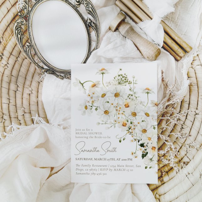 Convite Chá de panela Moderno Daisy Boho Wildflower (Criador carregado)