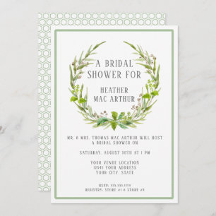 Convite Chá de panela Moderno de Aquarela Folha Verde