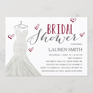 Convite Chá de panela moderno de Borgonha da noiva