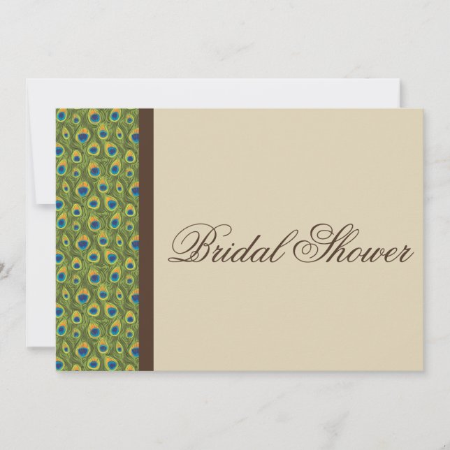 Convite Chá de panela Moderno de Peacock Feathers (Frente)
