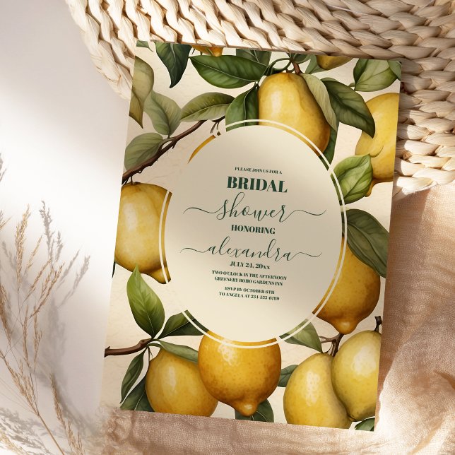 Convite Chá de panela Moderno de Verão Lemon Elegant (Criador carregado)