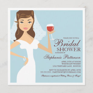 Convite Chá de panela moderno do tema do vinho da noiva