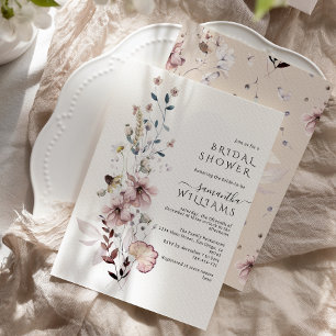 Convite Chá de panela moderno minimalista de flores silves