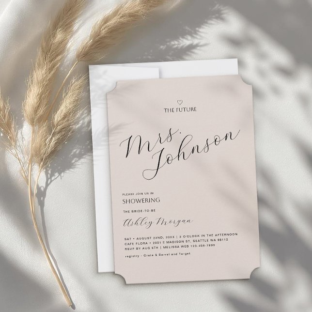 Convite Chá de panela moderno mínimo | O futuro, Sra. (Bridal Shower Card)