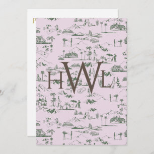 Convite Chá de panela Moderno Rosa Toile