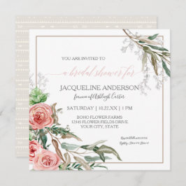 Convite Chá de panela Moderno Setas Florais BOHO Aquecernh